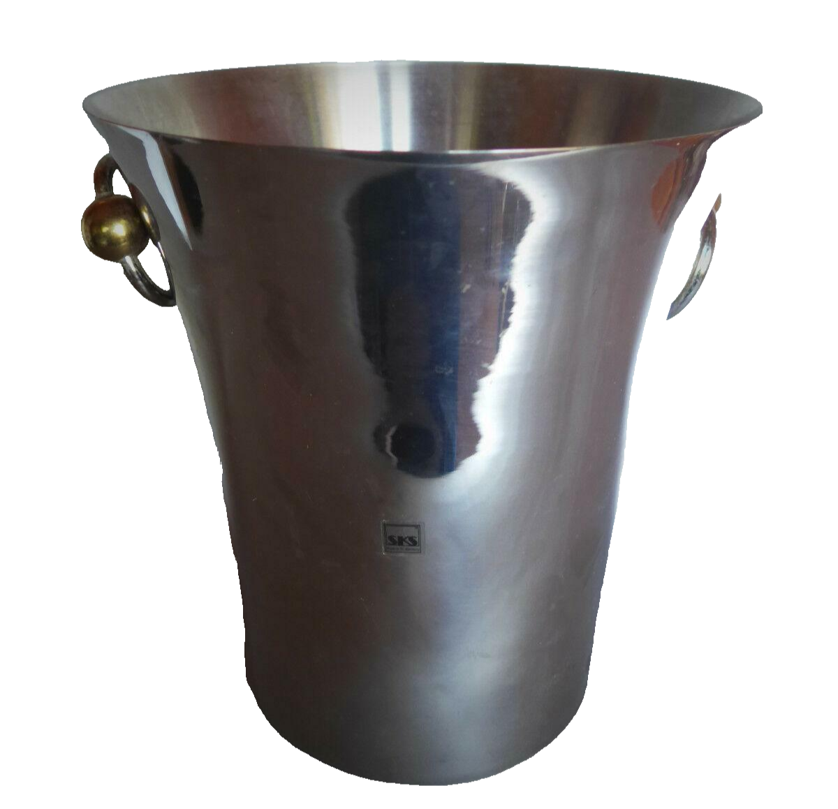 SKS DESIGN Sektkühler Sekteimer Edelstahl mit LABEL H 23 cm Cocktail 80er