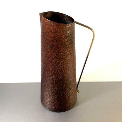 Kupfer Vase Kanne 60er Jahre Messing Griff Kupfervase 26,5 cm Karaffe