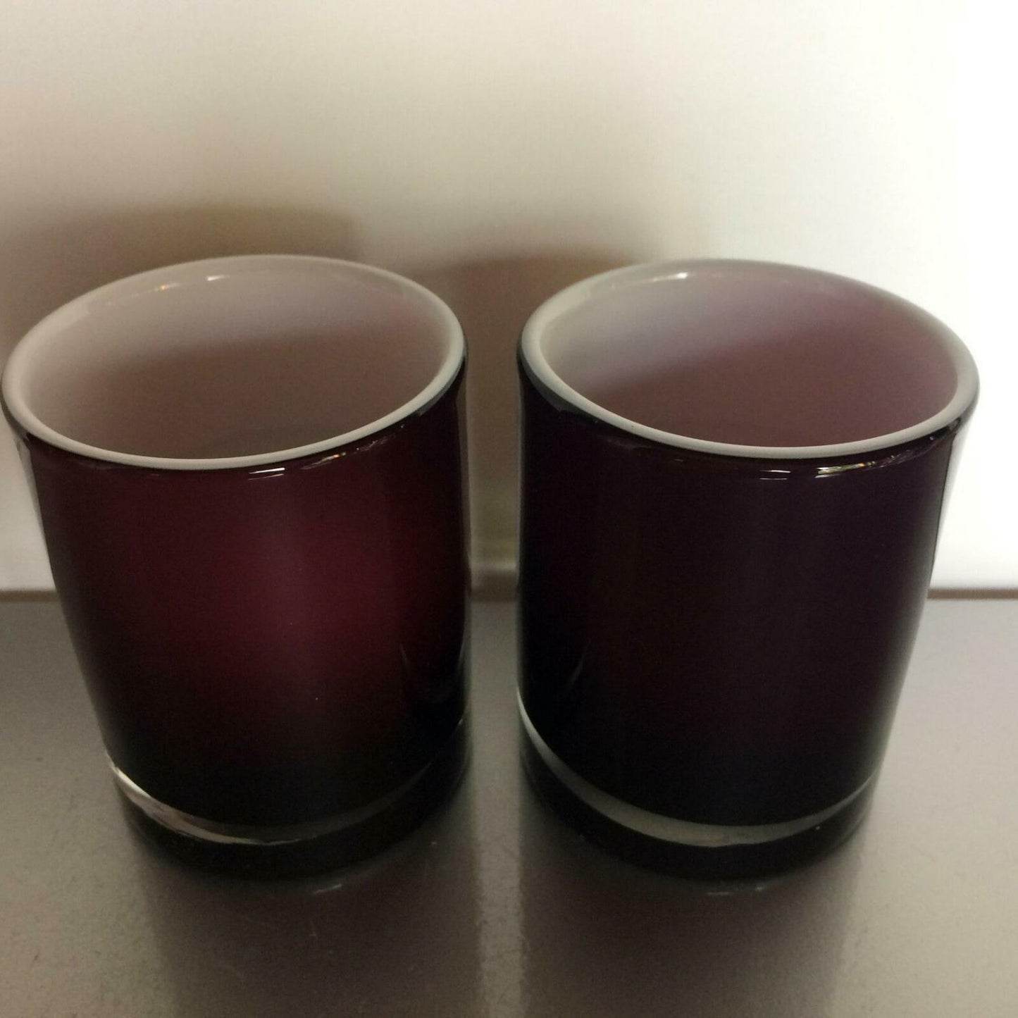 Wassergläser 70er 60er MID CENTURY Gläser H 9,3 cm lila VINTAGE Überfang