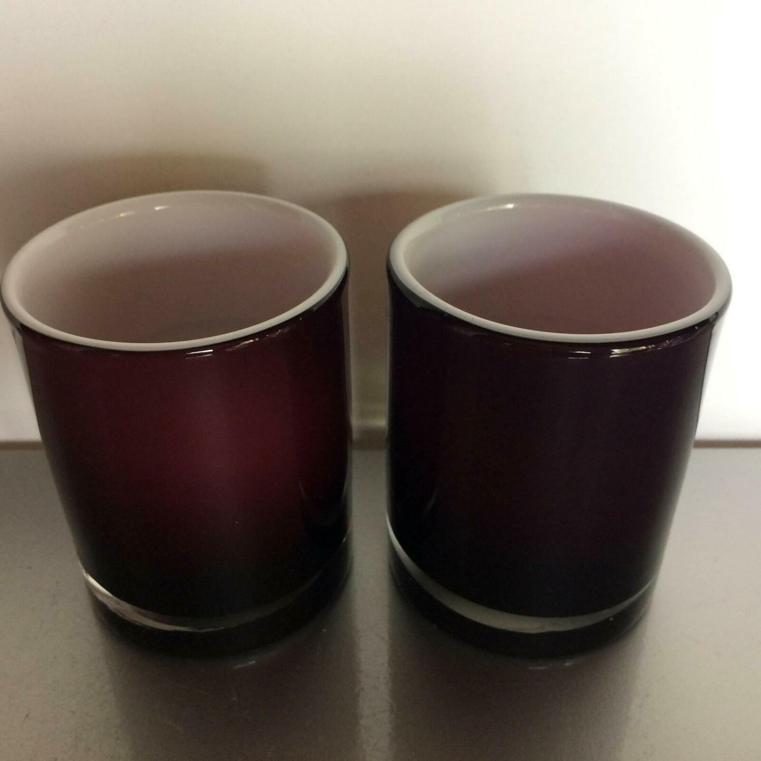 Wassergläser 70er 60er MID CENTURY Gläser H 9,3 cm lila VINTAGE Überfang