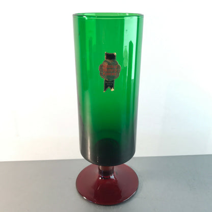 ITALY Florence Cristallo Vase 60er MID CENTURY 18 cm rot grün