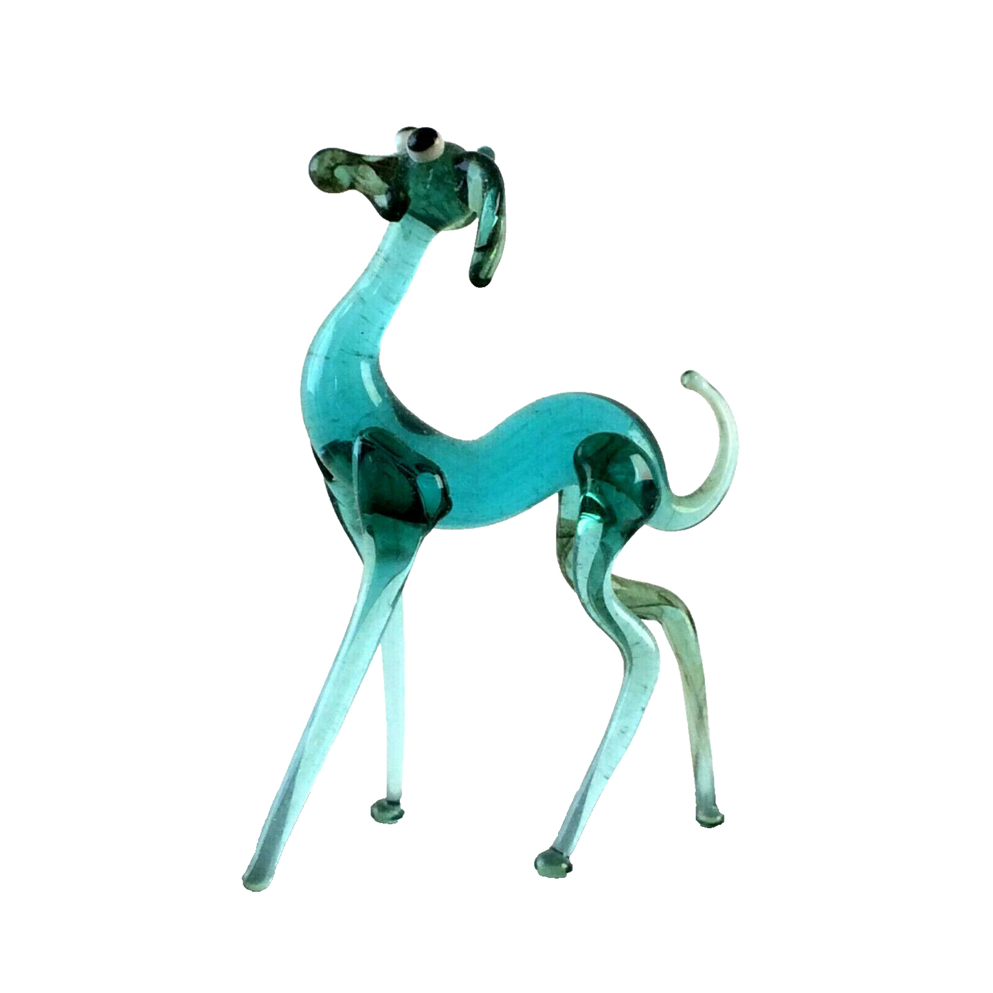 Hund blau H 4,2 cm Glas 50er 60er Lauscher Vintage MID CENTURY 