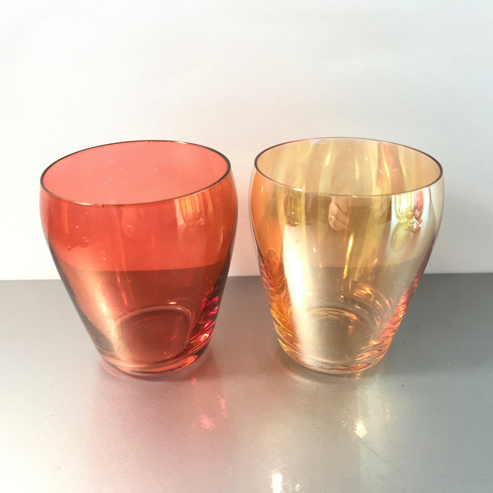 VINTAGE Wassergläser 7,1 cm 2 er Set 50er 60er MID CENTURY  irisierend