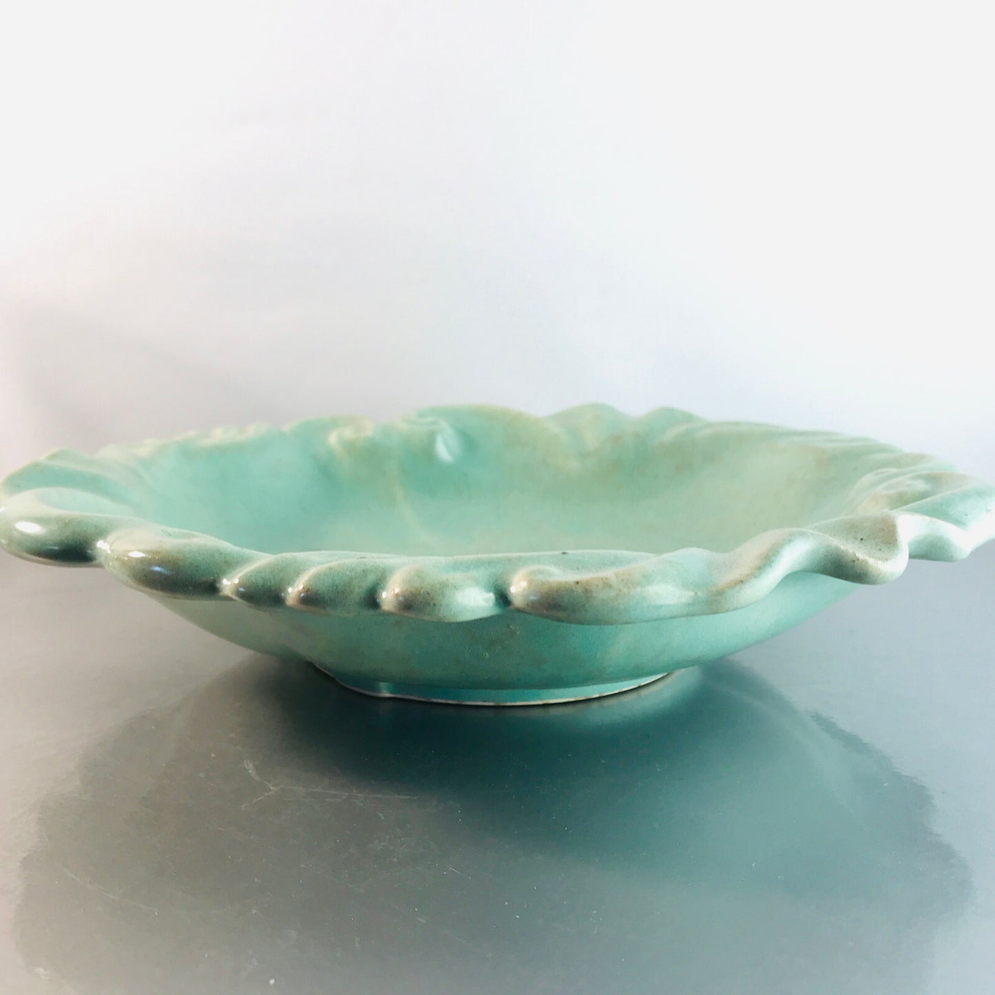 VINTAGE 50er 60er Keramik MID CENTURY pastell grün Schale Schüssel D 27 cm