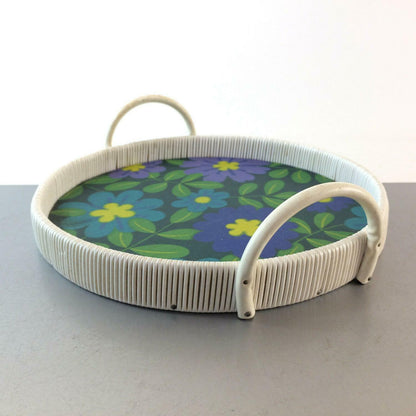 Tablett ANRICHTE 60er 70er D 25 cm Vintage Blumen 