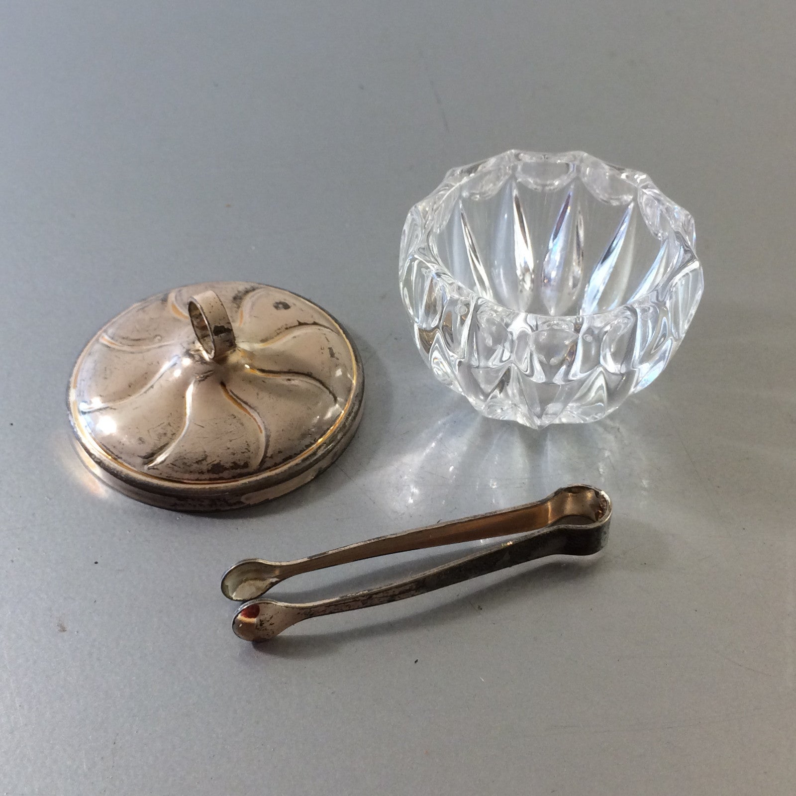 VINTAGE Süßstoffdose 50er 60er mini Zange 4,7 MID CENTURY Glas