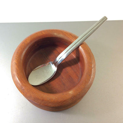 MID CENTURY Holzschale Schale Holz ca 15 cm TEAK 50er 60er  + WMF Löffel