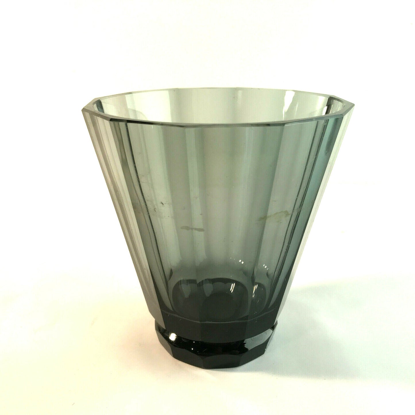 Vase Glas Rauchglas 12 cm 20er 30er Art Déco Facetten