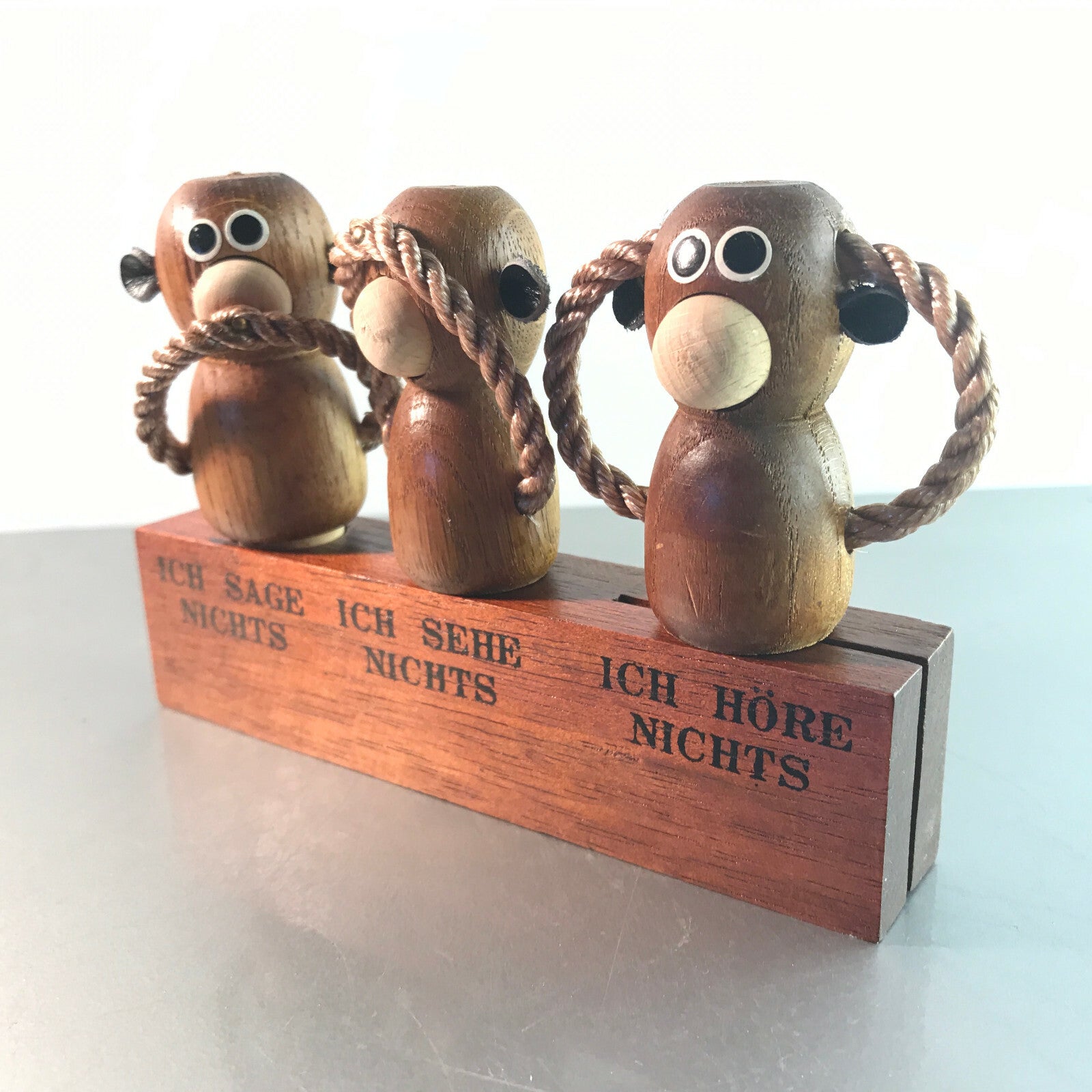 Vintage Flaschenöffner Holz Teak 50er 60er MID CENTURY Korkenzieher Affen