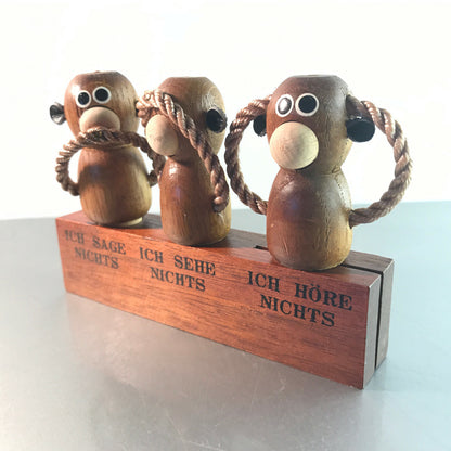 Vintage Flaschenöffner Holz Teak 50er 60er MID CENTURY Korkenzieher Affen