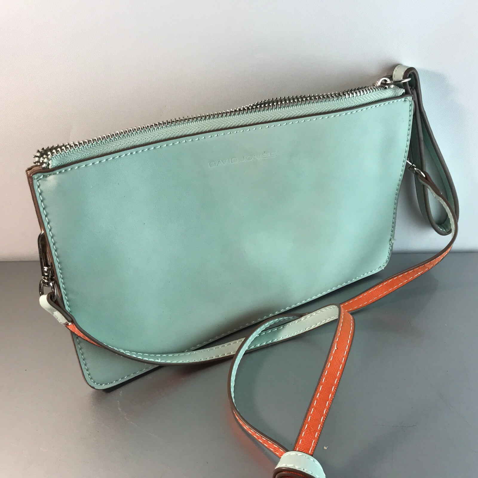 David Jones Handtasche pastell blau orange Damentasche Täschchen