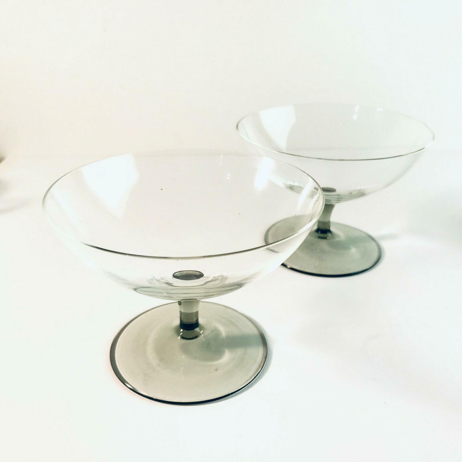 RAUCHGLAS 50er 60er Schüssel Schälchen Schale MID CENTURY 2er Set  D 11,3