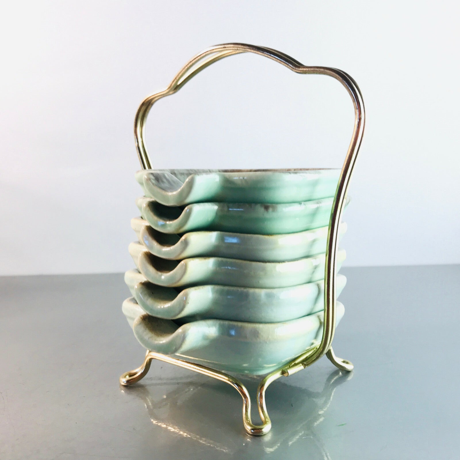 VINTAGE Stapelascher  50er 60er Keramik MID CENTURY pastell grün