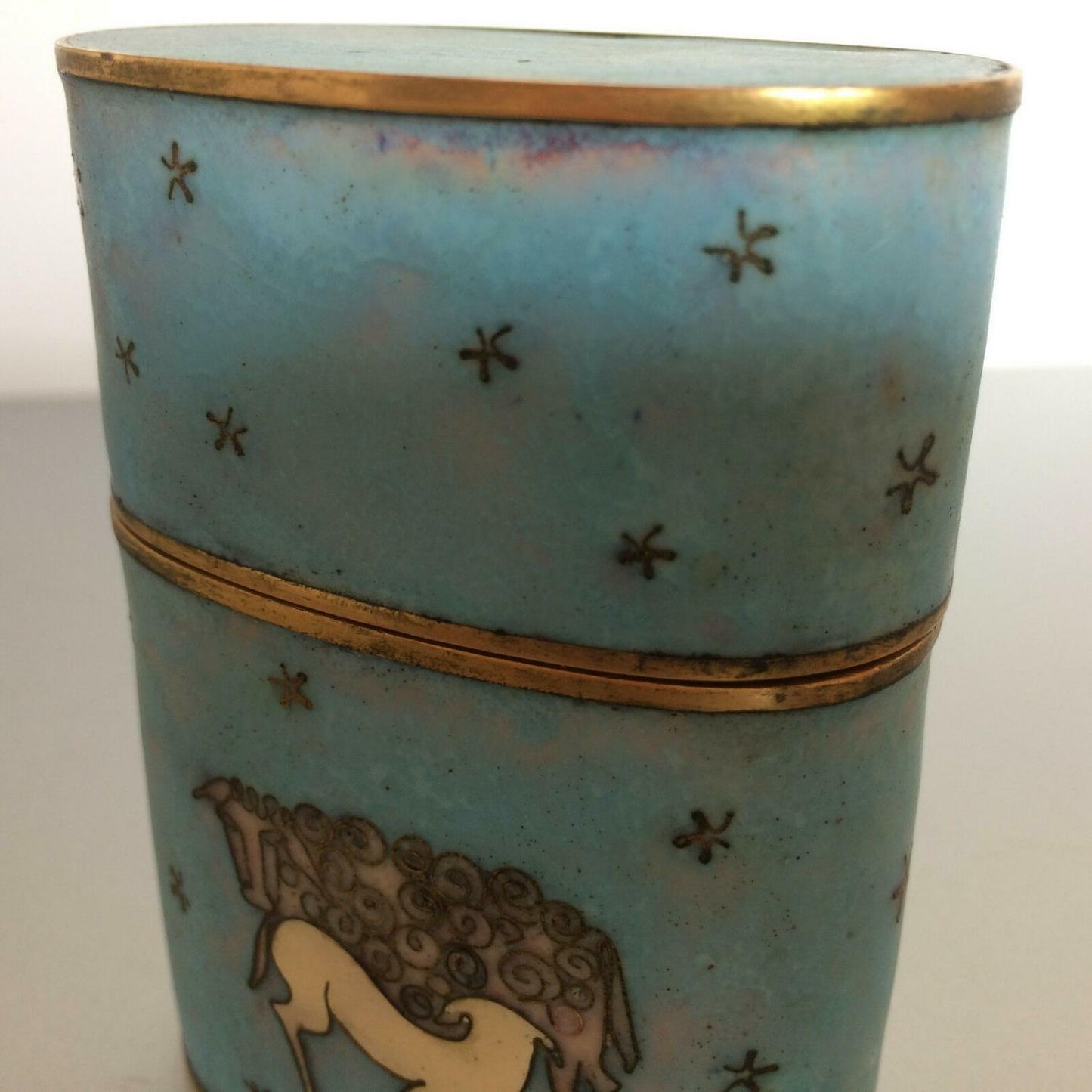 Käthe RUCKENBROD Deckeldose  Cloisonne Email  Dose Emaille 50er 60er