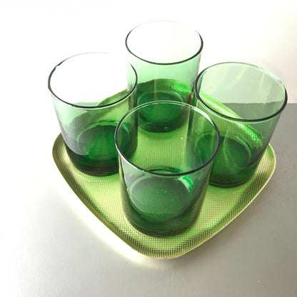 Gläser 8,6 cm Wassergläser Likörgläser Vintage grün 4 er Set 50er Tablett