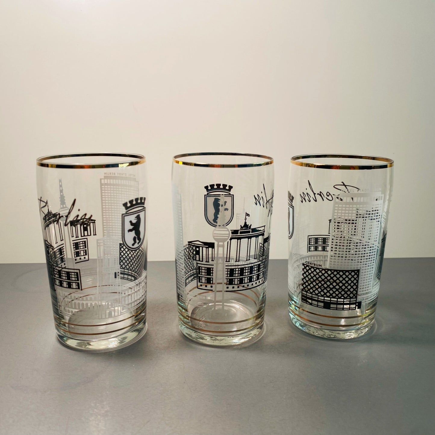 Gläser 3er Set BERLIN Branddenburger Tor 11,5 cm Saftglas Glas