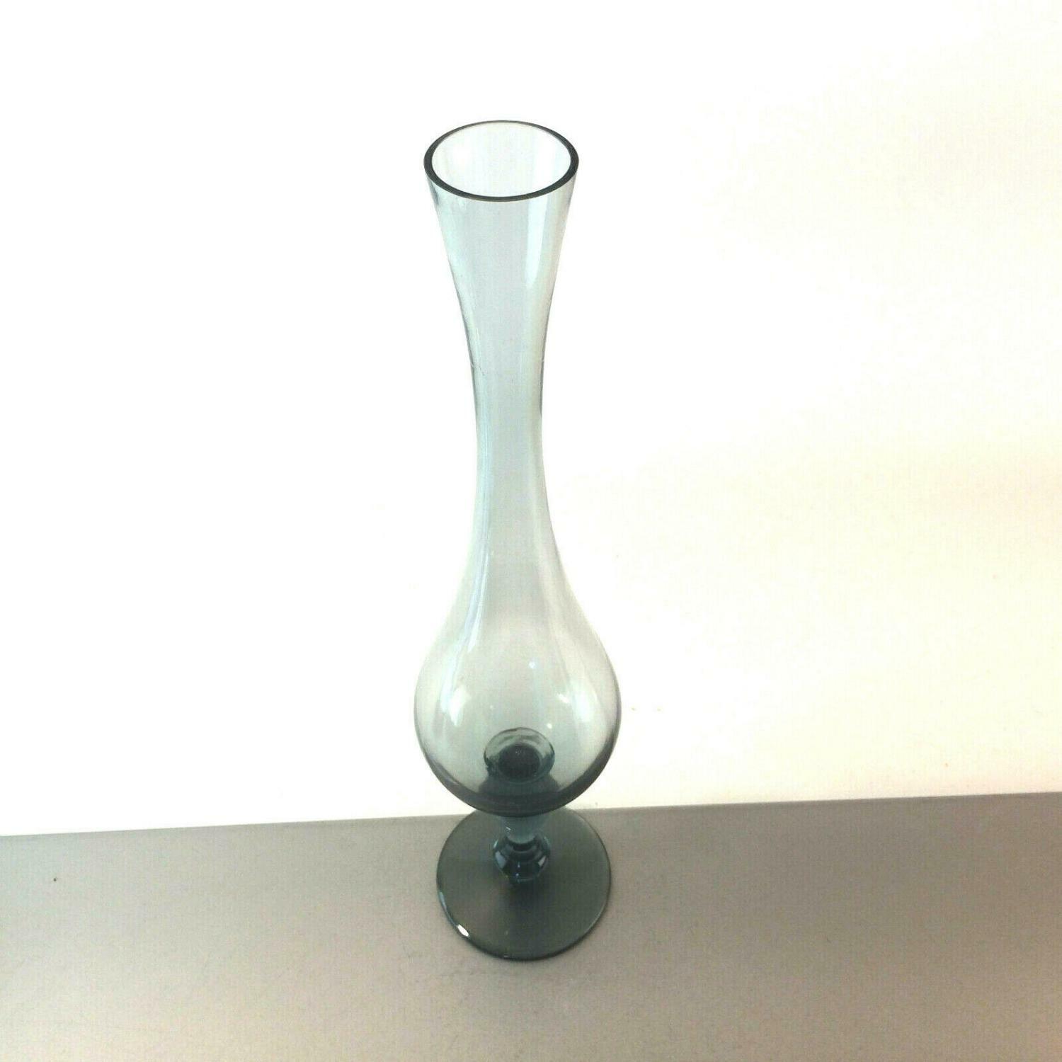 MID CENTURY  Vase 50er 60er Rauchglas Turmalin grün 34 cm Glas Glasvase