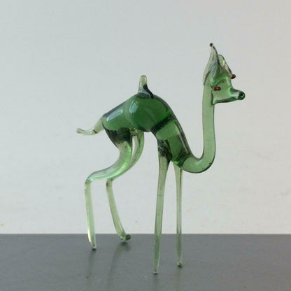 Dromedar Camel grün H 6,5 cm Glas 50er 60er Lauscher Vintage MID CENTURY 