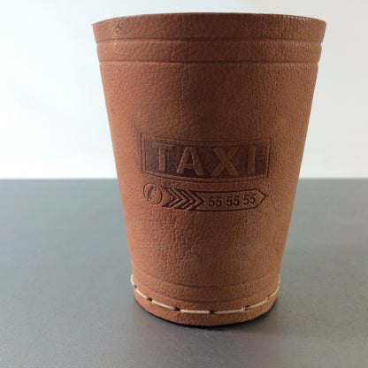 TAXI Lederbecher Spielbecher Würfelbecher 8,5 cm Vintage 
