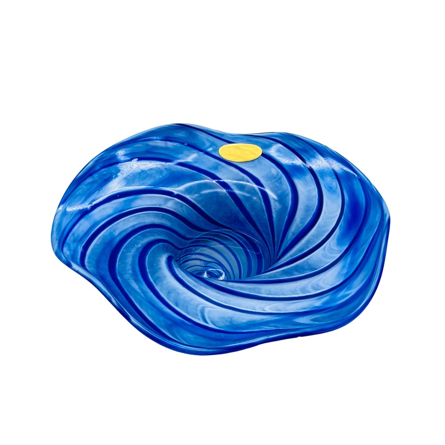 Vintage Schale blau Glas D 20 cm gestreift Spiralen 70er 80er Jahre Dekoration