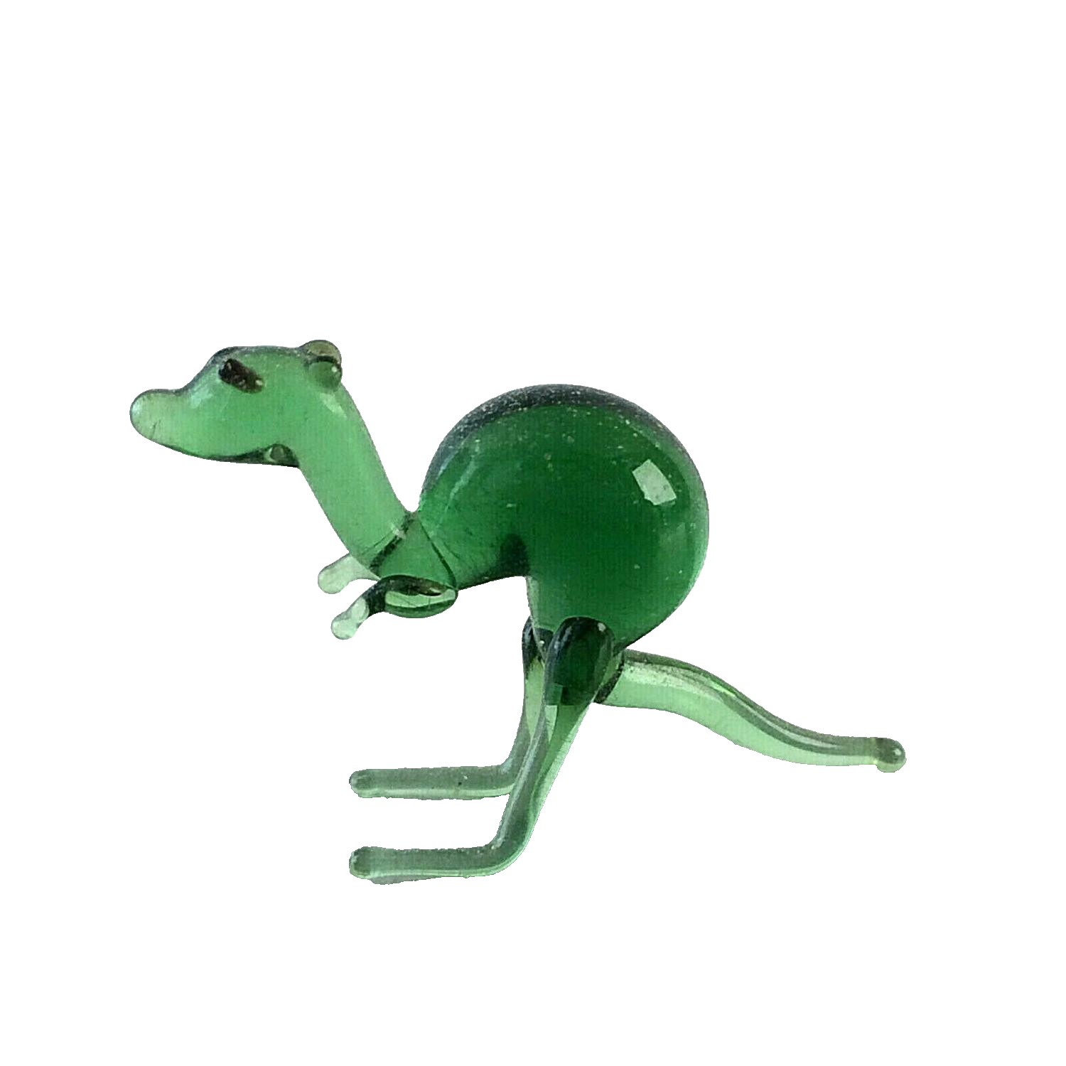 Känguru grün H 1,8 cm Glas 50er 60er Lauscher Vintage MID CENTURY 