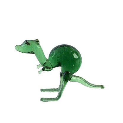 Känguru grün H 1,8 cm Glas 50er 60er Lauscher Vintage MID CENTURY 