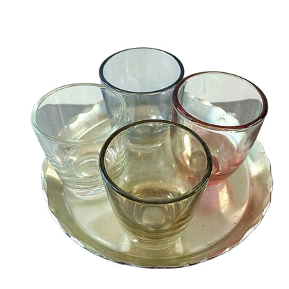 Schnapsgläser irisierend 50er 60er Tablett MID CENTURY Gläser Likörgläser