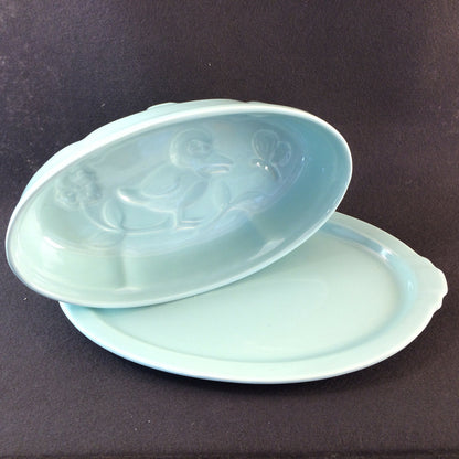 Vintage Keramik Puddingform Ente türkis  Backform 50er 60er MID CENTURY