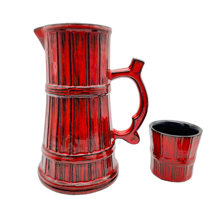 PAN Keramik Krug Kanne 22,5 cm  & Becher SET 7,7 cm Vintage 60er 70er Modern