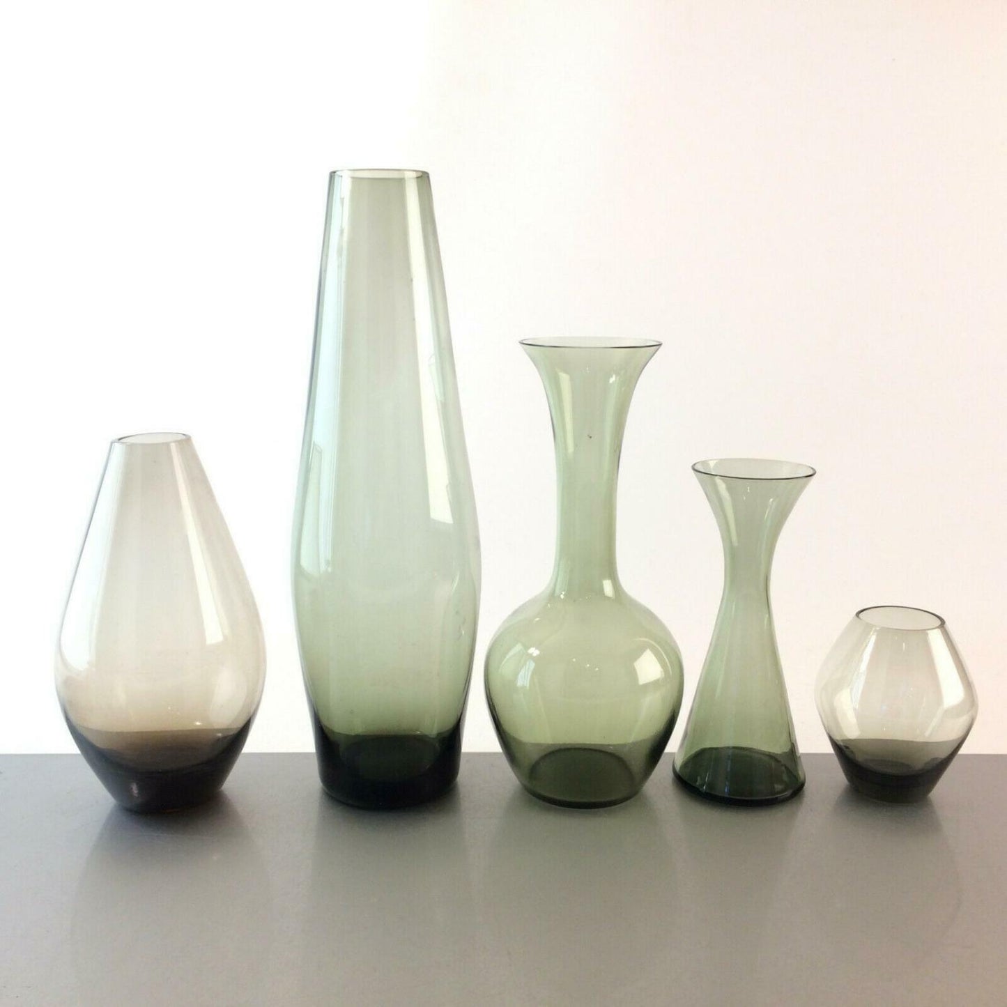 Konvolut Vasen 60er VASE 50er Rauchglas Mid Century 8,5 - 28 cm 
