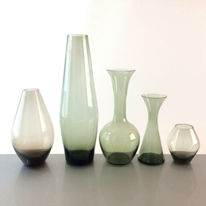 Konvolut Vasen 60er VASE 50er Rauchglas Mid Century 8,5 - 28 cm 