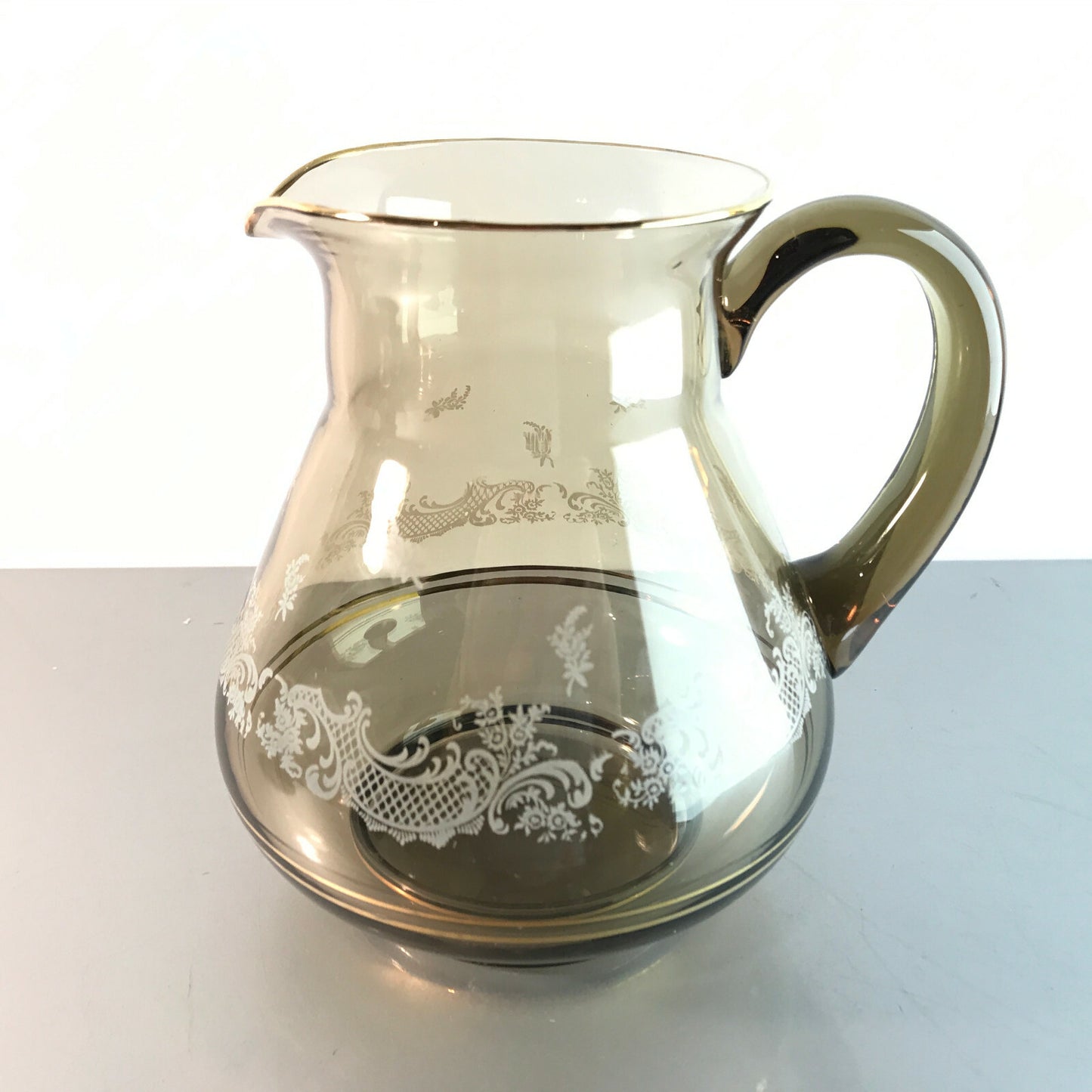  RAUCHGLAS Glas Vase Kanne Karaffe VINTAGE 16,5 cm 60er 70er Kanne