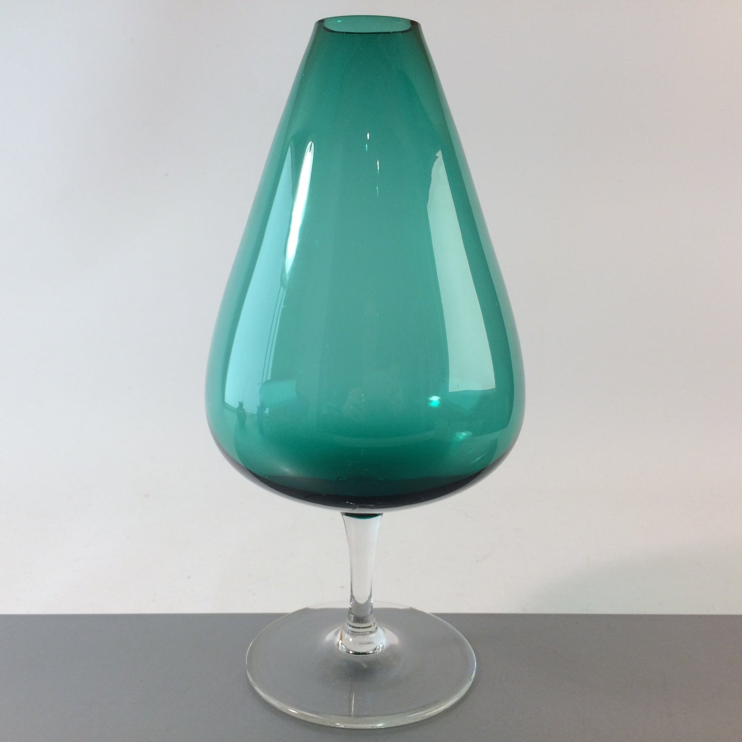 Vintage türkis Vase 50er 60er 25,3  cm grün  MID CENTURY Stängelvase