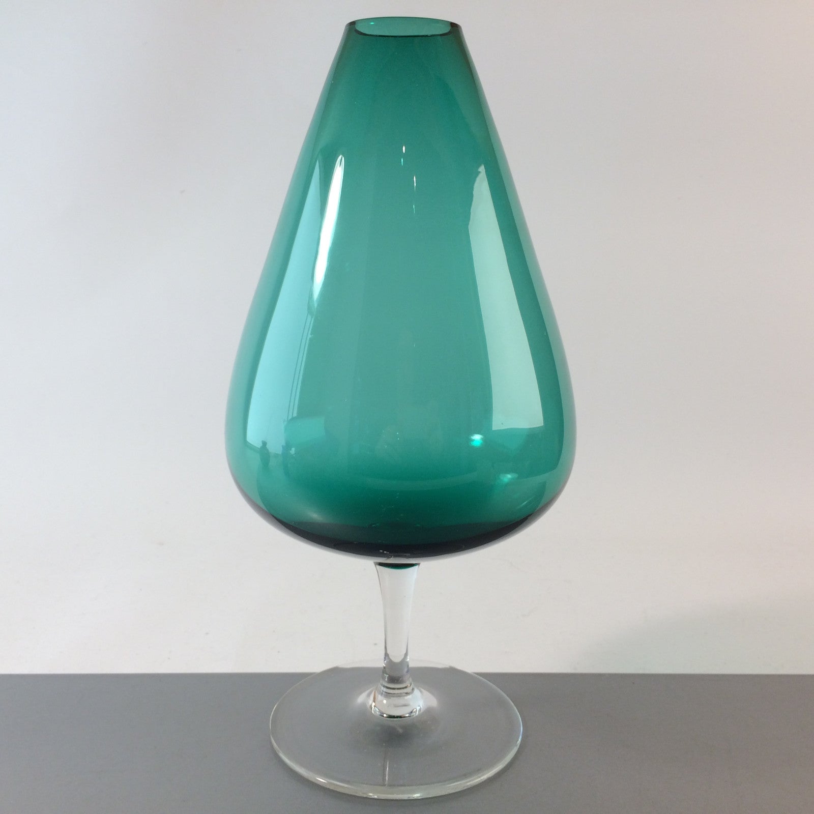 Vintage türkis Vase 50er 60er 25,3  cm grün  MID CENTURY Stängelvase