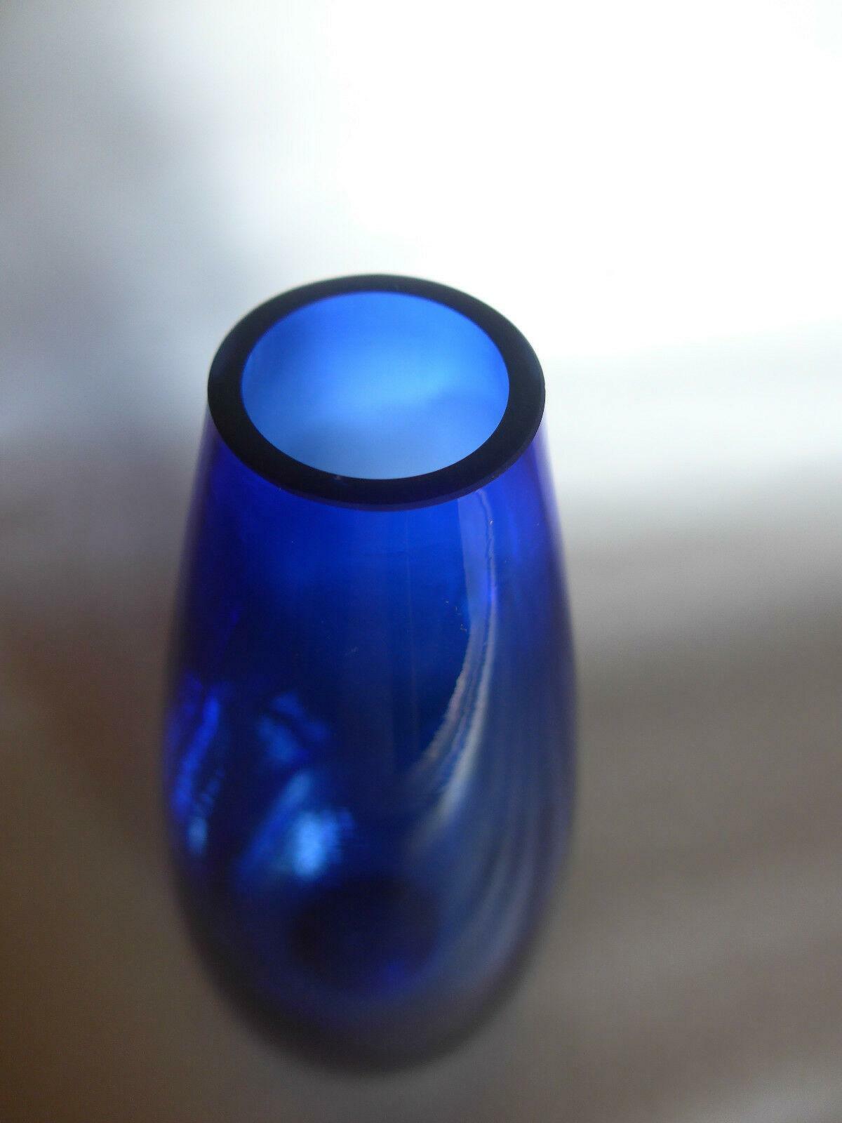 VASE Glas blau klar 50er 60er Jahre MID CENTURY 19 cm Dekoration