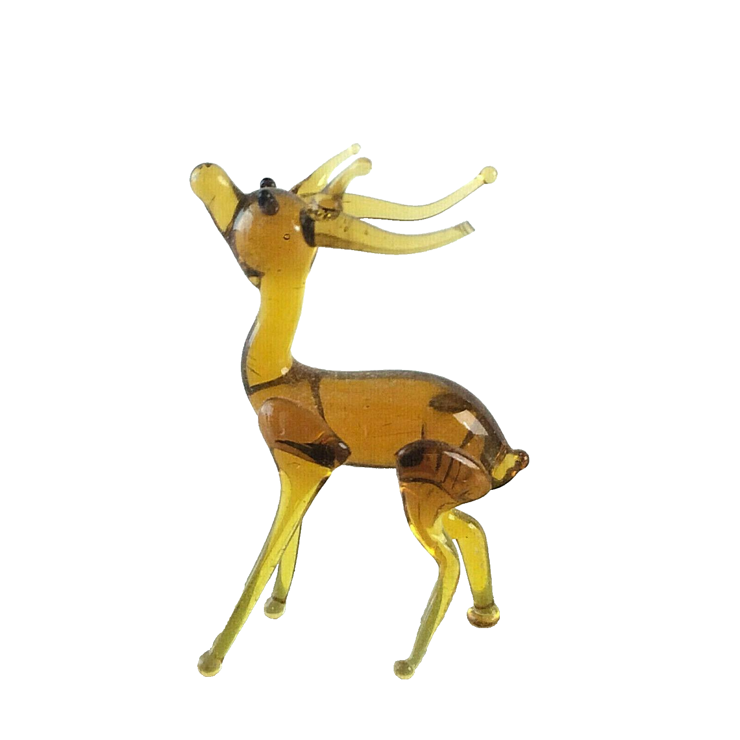 Hirsch gelb H 2,8 cm Glas 50er 60er Lauscher Vintage MID CENTURY 