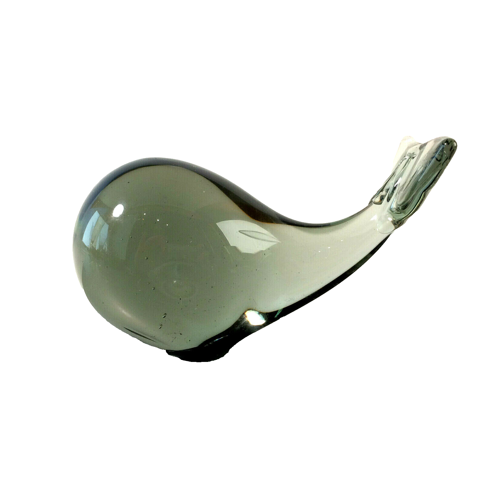 Glaswal Rauchglas L 10,5  cm Wal Fisch Glas Vintage