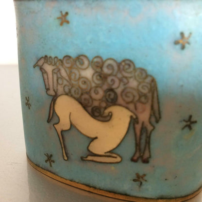 Käthe RUCKENBROD Deckeldose  Cloisonne Email  Dose Emaille 50er 60er