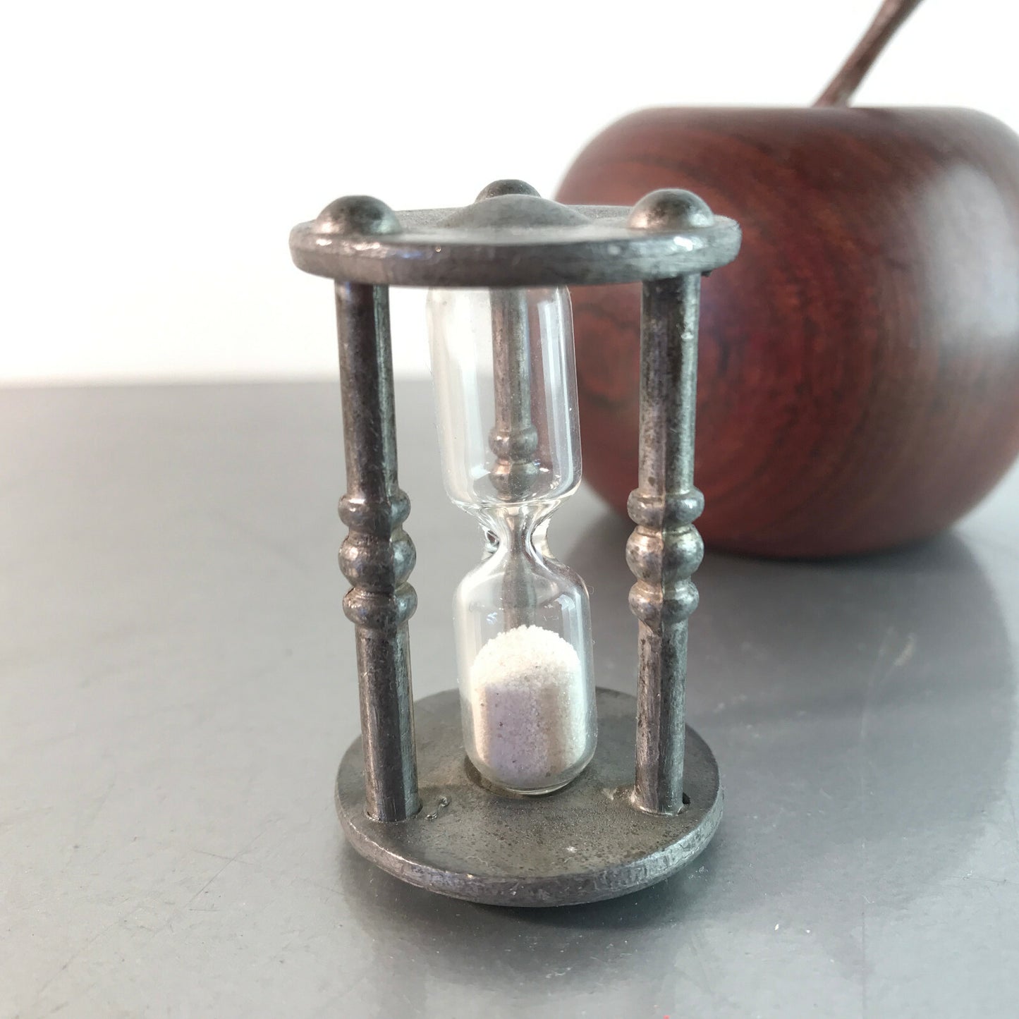 Sanduhr Eieruhr 70er 60er 5 cm ca 4 Sekunden mini Zinn