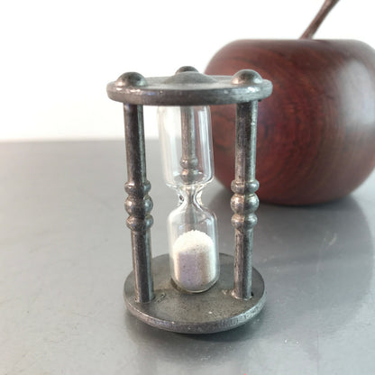 Sanduhr Eieruhr 70er 60er 5 cm ca 4 Sekunden mini Zinn