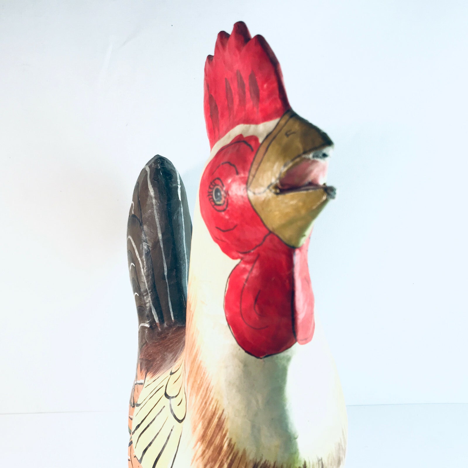 Pappmarche Hahn 70er Pappe Papier 40 cm Deko Vintage Huhn Henne