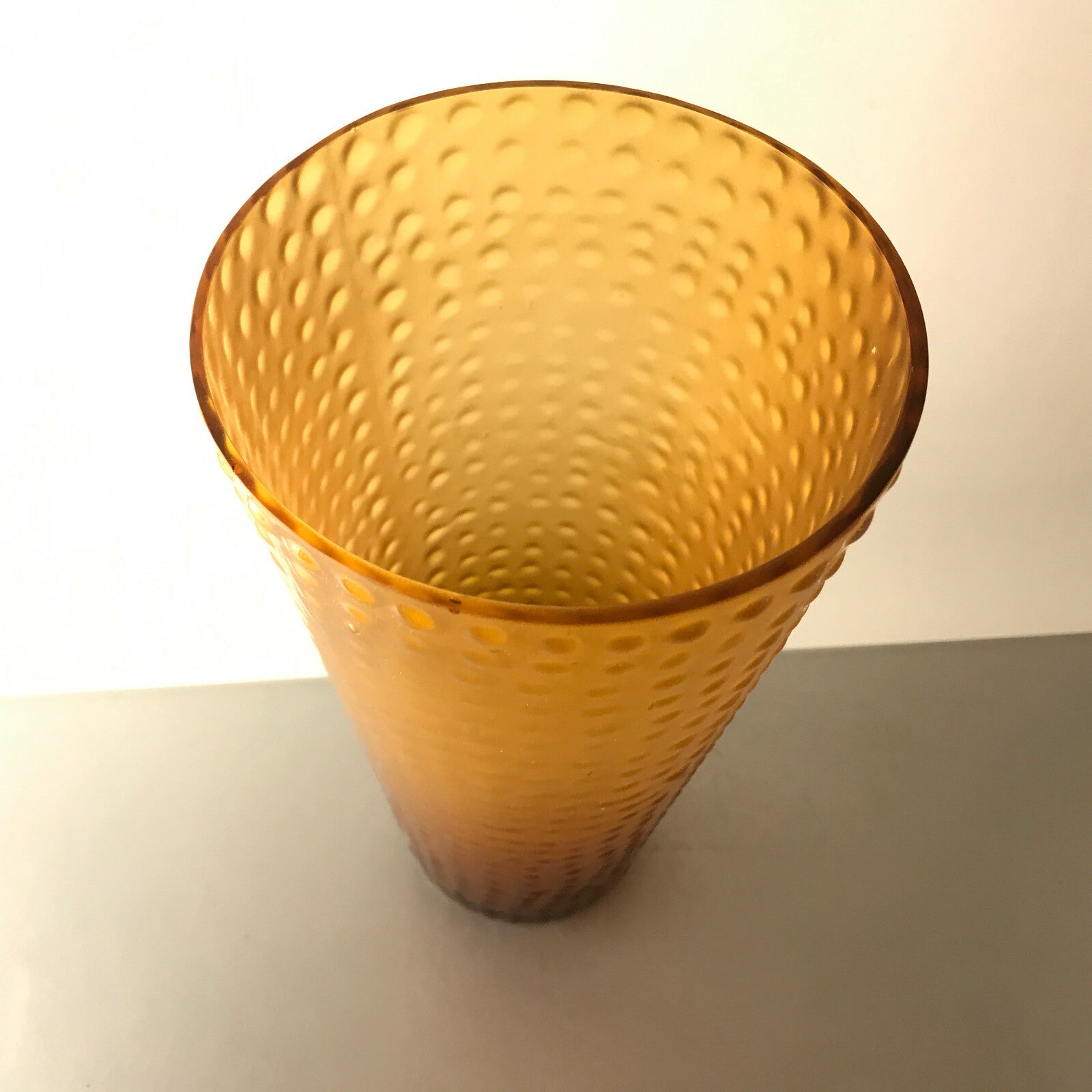MID CENTURY Vase braun 24 cm 50er 60er Glas Glasvase Vintage Satinato