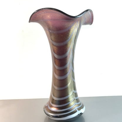 POSCHINGER Vase Vintage 50er 60er Glas 26 cm irisierend lila Dekoration