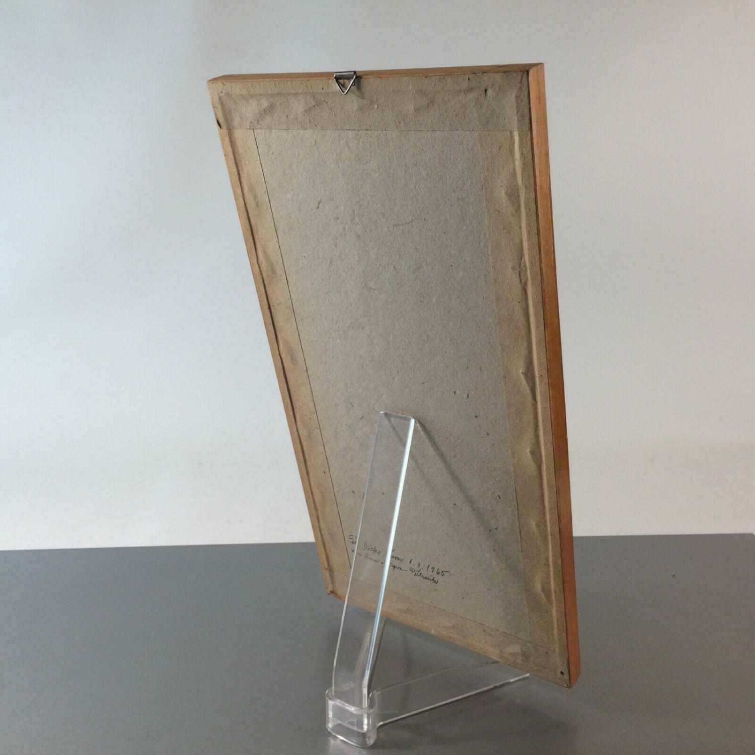 Strohbild VINTAGE 50er 60er Vase Blumen 16,5 x 31,4 cm im Rahmen 