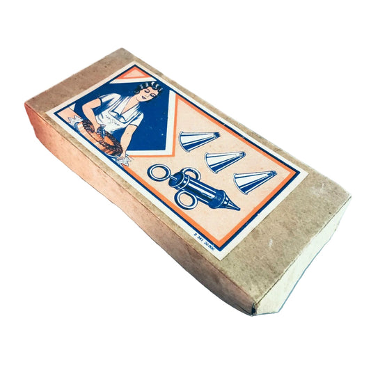 Alte Konditorspritze zum Befüllen Verzieren Dekorieren Metall in OVP 40er