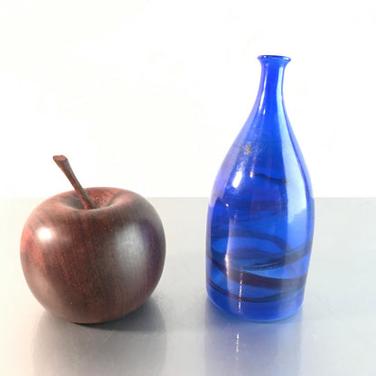 Vintage blau Vase 50er 60er 13 cm MID CENTURY feines dünnes Glas Dekoration