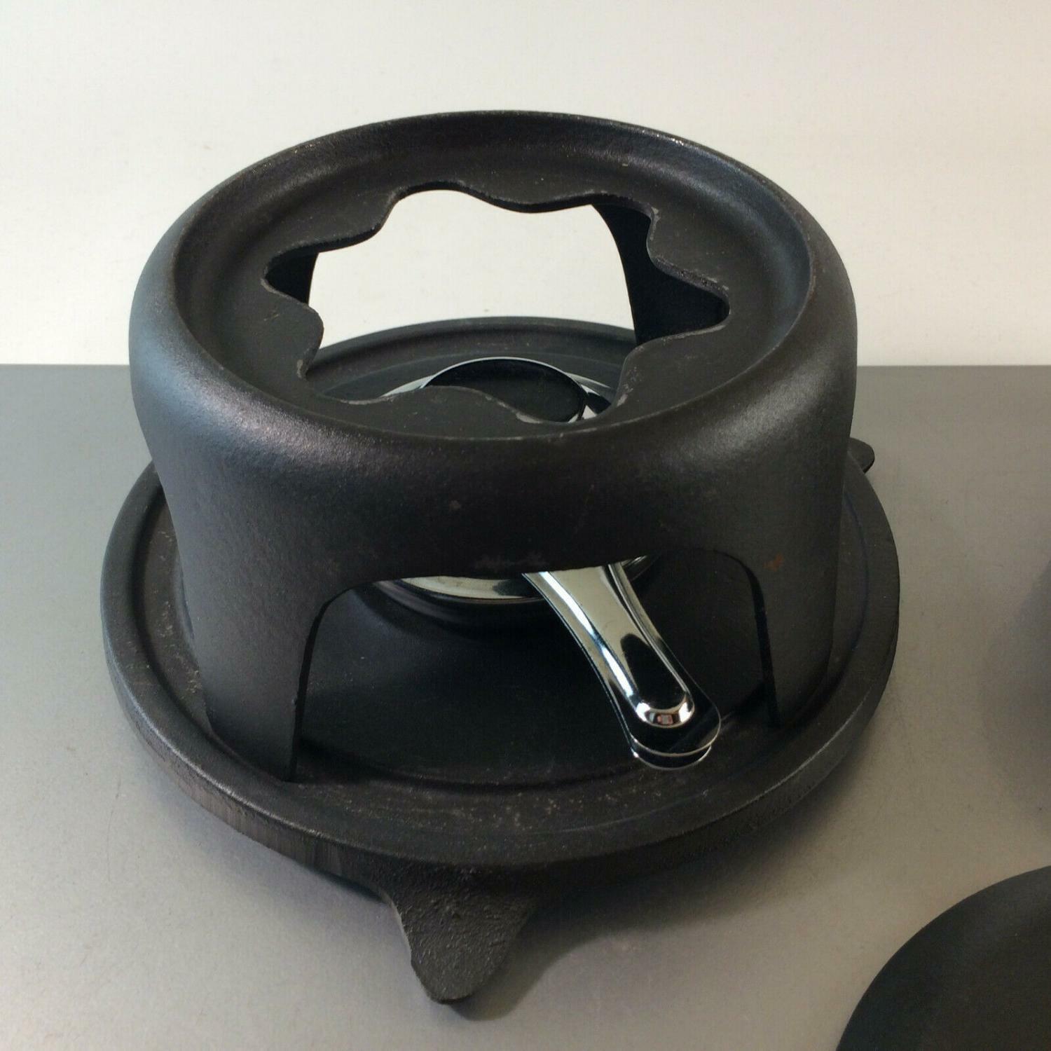 HP Käsefondue Topf Gusseisen mit Stövchen Eisen Metall Vintage FONDUE
