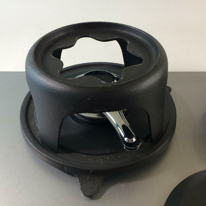 HP Käsefondue Topf Gusseisen mit Stövchen Eisen Metall Vintage FONDUE