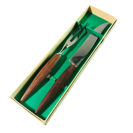 Solingen Vintage Messer Gabel HOLZ Teak 50er 60er MID CENTURY NIROSTA