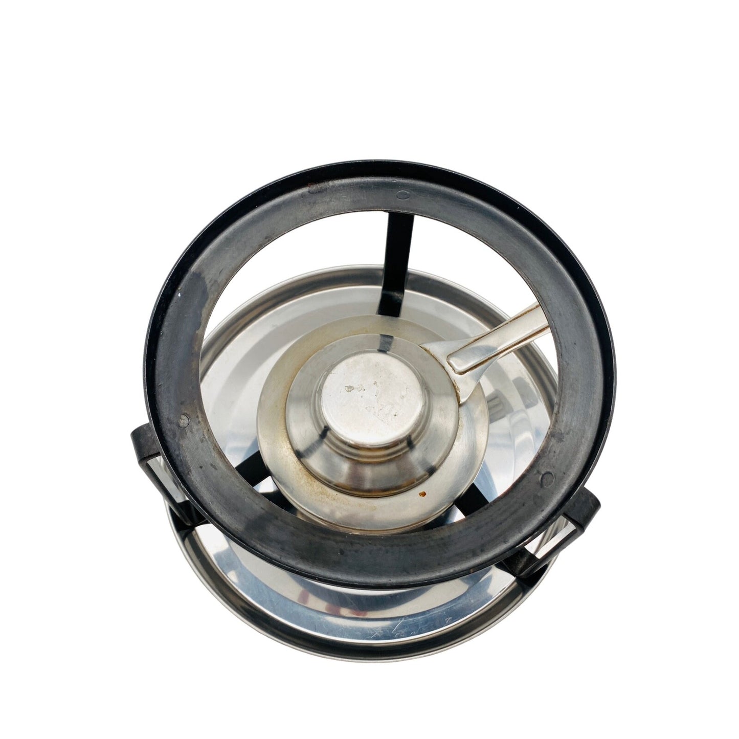Stövchen oben D 15,2 cm Brenner Eisen Flüssigbrennstoff Rechaud FONDUE schwarz